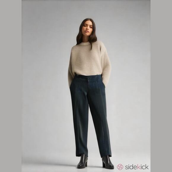 ARMANI Collezioni Gray Viscose Blend Pant Straight Leg Flat Front Women 34L